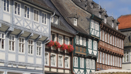 Goslar - Bunte Fachwerkhäuser in der Altstadt, Niedersachsen, Deutschland, Europa