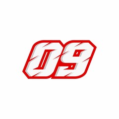 Racing number 09 logo on white background