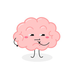 Thoughtful human brain with doubtful facial expression
