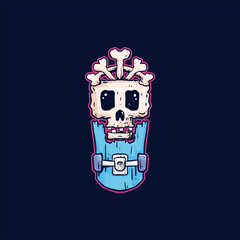 Skull skateboard illustration logo t shirt design © RUKEVECTOR