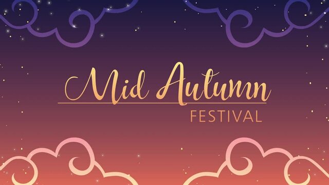 mid autumn festival lettering with sky scene