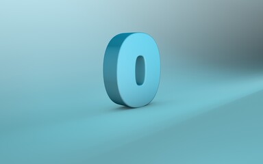 3D rendering of 0 number. 3D Lettering zero number.