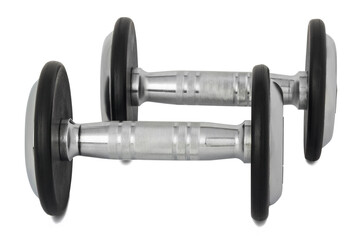 Sports equipment dumbbells metal isolated