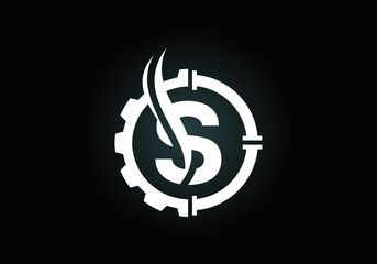 Obraz premium Initial S monogram alphabet with gear pipe and flame. Oil and gas logo concept. Font emblem. Modern vector logo for petroleum business and company identity