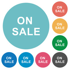 On sale flat round icons