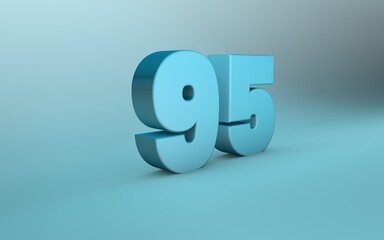 3D rendering of 95 number. 3D Lettering ninety five number.