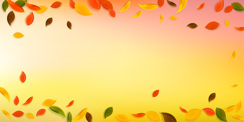 Falling autumn leaves. Red, yellow, green, brown c