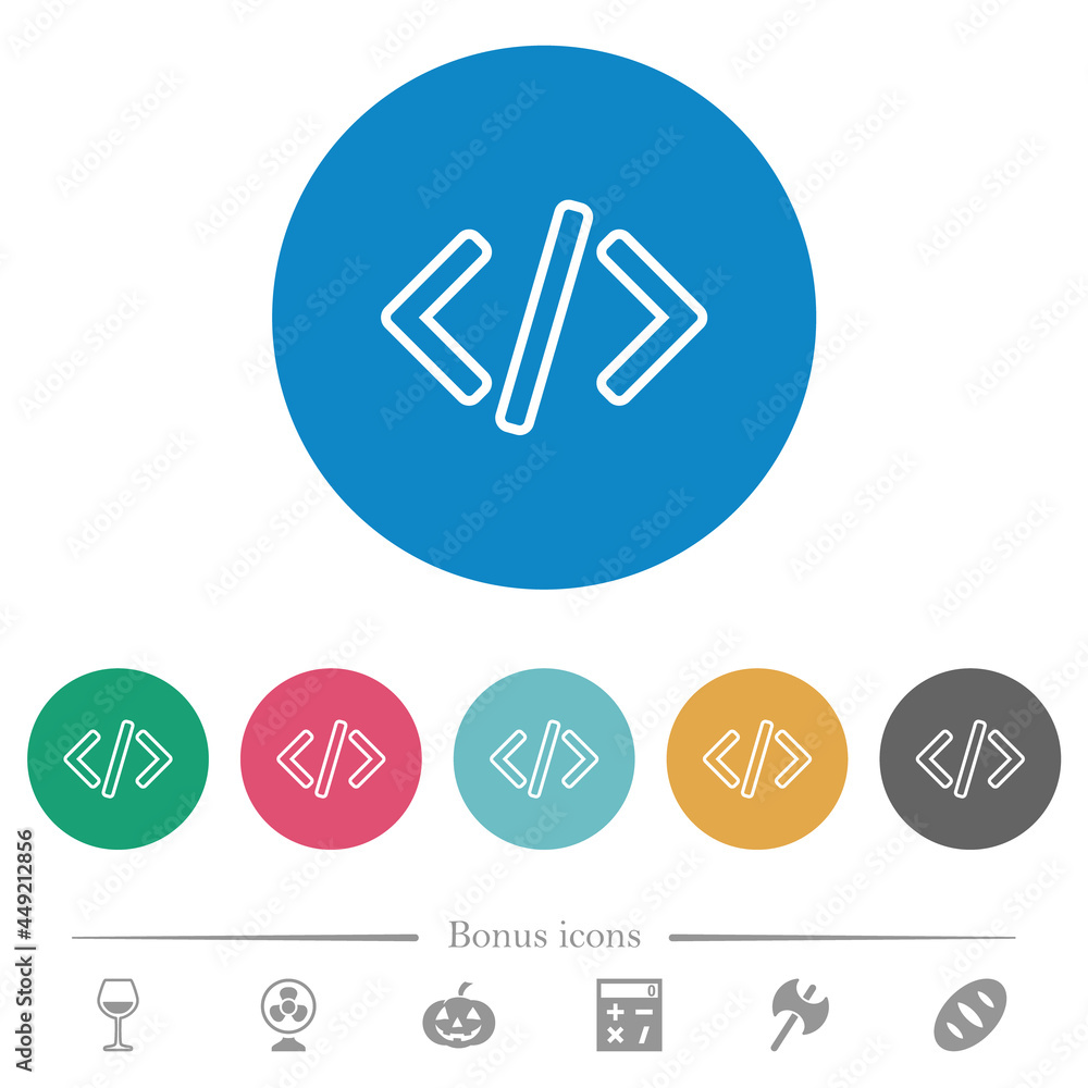 Poster script code flat round icons