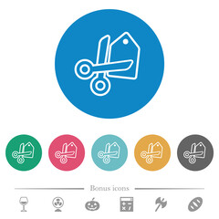 Price cut outline flat round icons