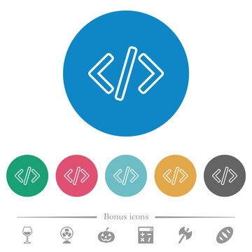 Script code flat round icons