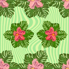 Foto op Canvas Modern tropical flower pattern, great design for any purposes © MichiruKayo