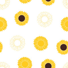Seamless pattern sunflower graphics vector illustration