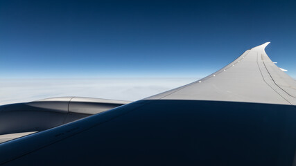 The perfectly shaped wing of a modern airliner.