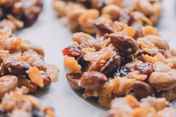 Healthy Snacks ,Food cooking from nutrition nuts, honey and dried fruit, Eating healthy concept.