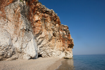 Fototapeta na wymiar Cliffs of famous Gjipe beach in Albania
