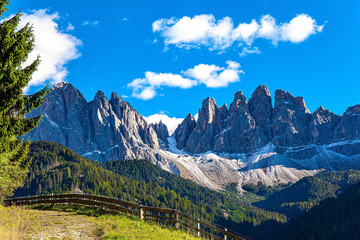 Green meadows in the Val de Funes