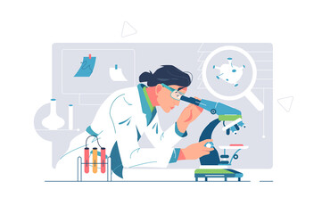 Worker make scientific research in lab