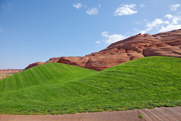 Red hills and green  hills