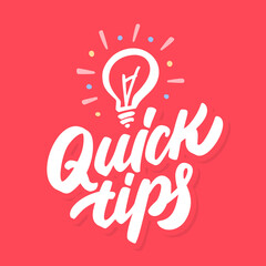 Quick tips. Vector handwritten lettering banner.