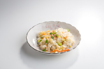vegetable fried rice Thai menu with onion and carrot islated on white background