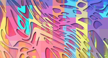 Abstract paper cut backdrop, elegant art pattern background. Random colorful decor