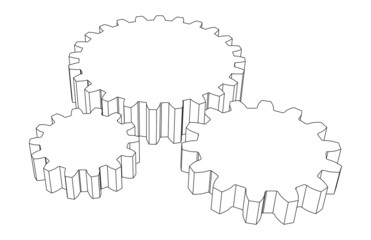 Vector simple line art podium made of gears