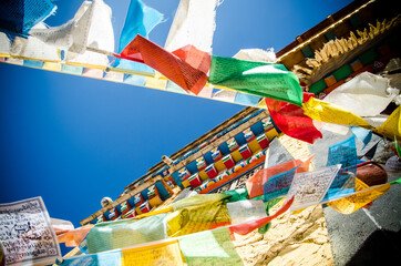 Fototapeta na wymiar Tibetan prayer flags spread good fortune