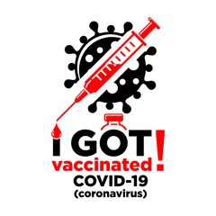 I got vaccinated covid-19. Vector template on transparent background