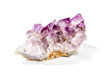 Amethyst gemstone on a white background