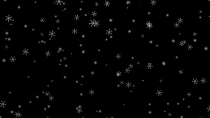 White snowflake falling on black background
