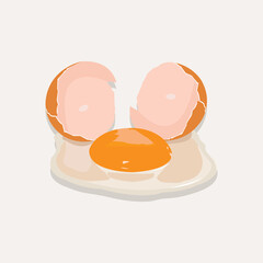 Illustration of cracked raw egg