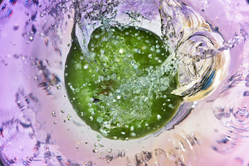 Glass with a fruit drink.