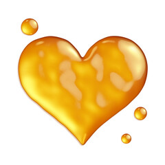 heart made of honey, 3d illustration with drops