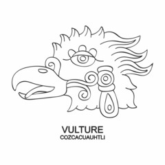 Vector icon with Glyph from Aztec calendar Tonalpohualli. Calendar day symbol Cozcacuauhtli