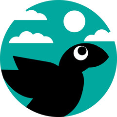 black bird white clouds logo