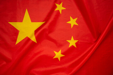 Close-up of the China flag. Full frame photo. Top view