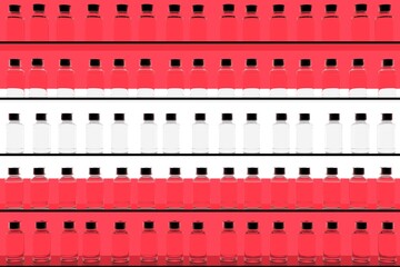 Vaccine bottles and flag of Austria. Vaccination related conceptual 3D rendering