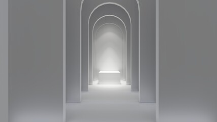 Architecture interior background empty arched pass 3d render