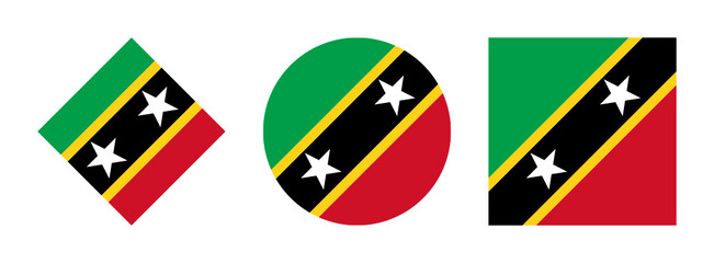 saint kitts and nevis flag icon set. isolated on white background	 - Powered by Adobe