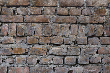 A weathered and old brick wall with similar pattern as a background