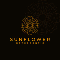 sunflower orthodontic logo, a circular arrangement of teeth to form a sunflower vector