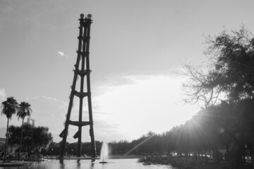 steel tower over the river