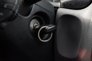 Key inside the ignition barrel