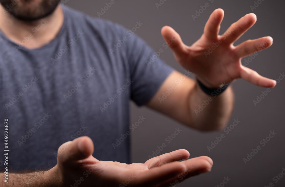 Poster empty open hand in closeup