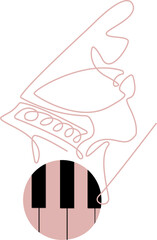 the logo for the piano school. the piano. keys.