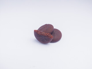 delicious chocolate cookies isolated on a white background, copy space