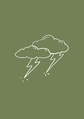 Illustration with clouds. Clouds on a green background.