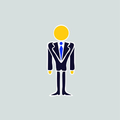 vector of yellow head man dressed in suit. corporate, social. eps8