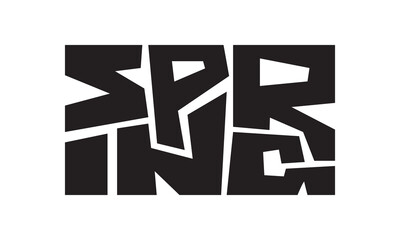 Spring. Four Season or the year calendar hand lettering free style