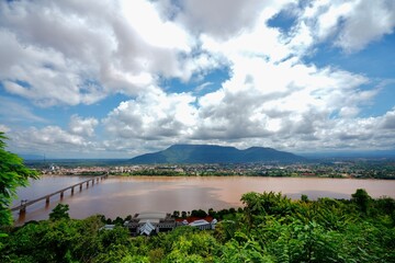 View of Mekong bridge in Champasak province, Laos.